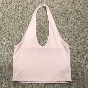 Pink halter crop top